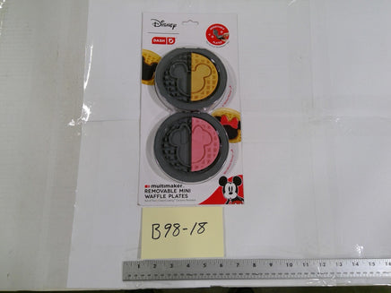 Disney Dash Mickey & Minnie Removable Mini Waffle Plates Set Of 2 Gray Metal