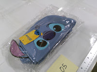 Disney Stitch Clutch Bag Womens Small Blue Canvas Character Face Zip Pouch