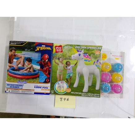 Marvel Play Day Sun Squad Inflatable Pool Unicorn Sprinkler Water Balls NEW