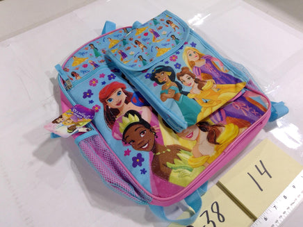 Disney Princess Kids Backpack Pink Blue Girls School Bag Cartoon Print Bookbag