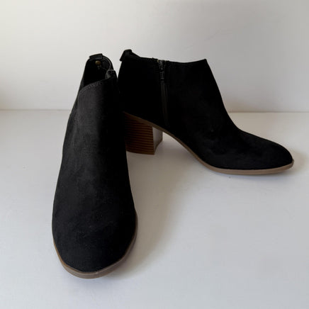 Style & Co Boots Womens Size 9.5 Black Felaaf Ankle Booties Block Heel Side Zip