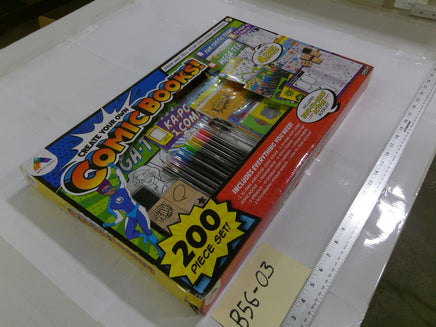 Horizon Group USA Create Your Own Comic Books 200 Pc Art Kit Stamps Markers New