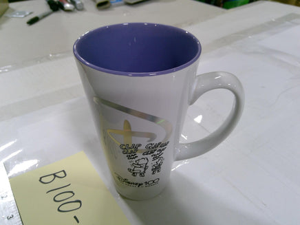 Disney 100 Latte Mug White Purple Ceramic Character Logo Coffee Cup Kitchen