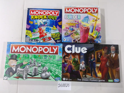 Hasbro Family Board Game Lot Clue Monopoly Knock Out Builder Deal New Sealed