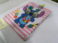 Disney Stitch Gym Bag Girls Medium Pink Striped Drawstring Tropical NWT