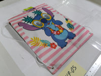 Disney Stitch Gym Bag Girls Medium Pink Striped Drawstring Tropical NWT