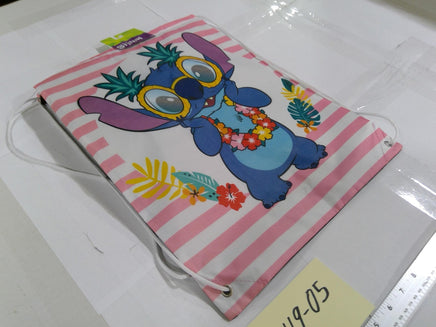 Disney Stitch Gym Bag Girls Medium Pink Striped Drawstring Tropical NWT