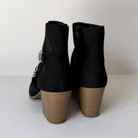 Sun + Stone Boots Womens Size 9.5 Black Elyssa Ankle Booties Block Heel Buckle
