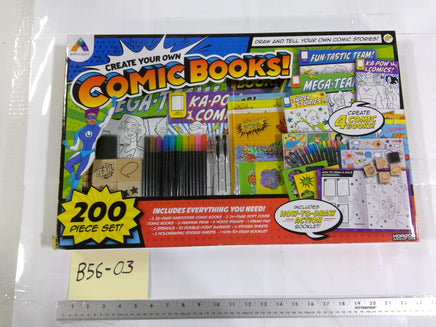 Horizon Group USA Create Your Own Comic Books 200 Pc Art Kit Stamps Markers New