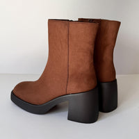 Sun + Stone Boots Womens Size 7.5 Brown Tianna Square Toe Block Heel Side Zip
