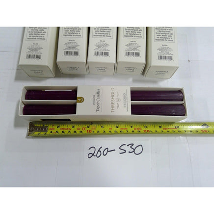 Threshold Taper Candles 24ct Purple 10in NEW Ribbed Unscented Plum 6 Packs of 4