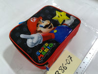 Super Mario Bros Nintendo Kids Padded Tote Bag Mario Star Zip Case Red Black New