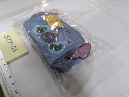Disney Stitch Clutch Bag Womens Small Blue Canvas Character Face Zip Pouch