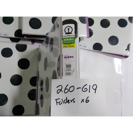 Avery 1 Inch 3 Ring Binder Set 6 Pack Polka Dot White Purple Excellent