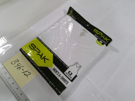 SPAK A-Shirts Mens Size Medium White 3 Pack Ribbed Tank Undershirts Cotton