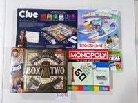 Hasbro Family Board Game Lot Clue Monopoly Jenga Disney Lilo & Stitch Box Two