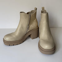 Sun + Stone Boots Womens Size 7 Ecru Croc Veronikaap Lug Sole Block Heel Ankle