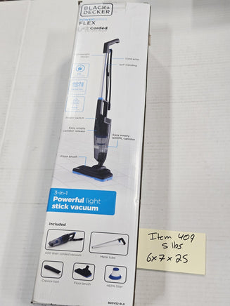 BLACK+DECKER Powerseries Flex 3-in-1 Light Corded Stick Vacuum Swivel HEPA 600W