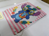 Disney Stitch Gym Bag Girls Medium Pink Striped Drawstring Tropical NWT