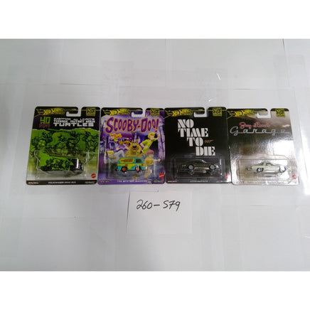 Hot Wheels Pop Culture Premium Lot TMNT Scooby-Doo 007 Jay Leno NEW 4pk