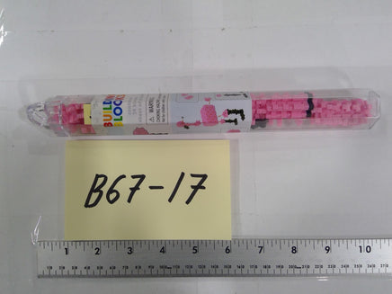 Building Blocks Interlocking Brick Tube Construction Toy Set Pink Plastic New