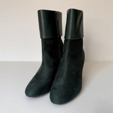 Alfani Boots Womens Size 5 Green AJOJO Pine Ankle Fold Over Cuff Block Heel