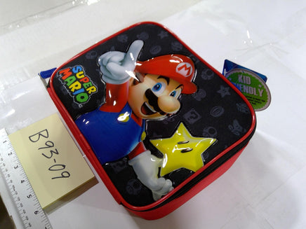 Super Mario Bros Nintendo Kids Padded Tote Bag Mario Star Zip Case Red Black New