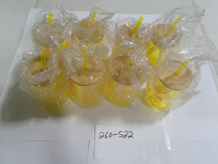 Yellow Plastic Tumblers With Wood Lids Straws Set Of 8 Reusable Drink Cups