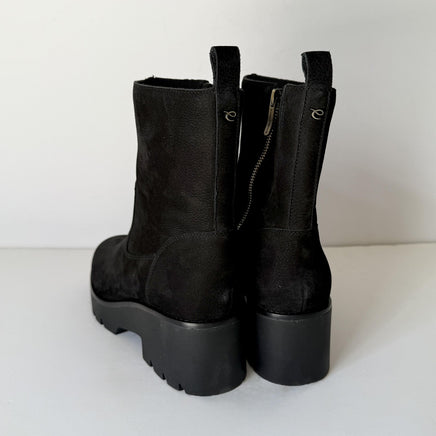 Easy Spirit Boots Womens Size 8 Black Morgan Suede Zip Lug Sole Block Heel Ankle