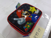 Super Mario Bros Nintendo Kids Padded Tote Bag Mario Star Zip Case Red Black New