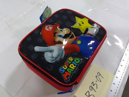 Super Mario Bros Nintendo Kids Padded Tote Bag Mario Star Zip Case Red Black New