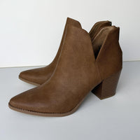 Sun + Stone Boots Womens Size 9 Cognac Snake ELIZAAP Ankle Booties Block Heel