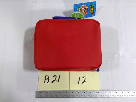Super Mario Bros Kids Padded Tote Bag Mario Star Zip Case Red Black New