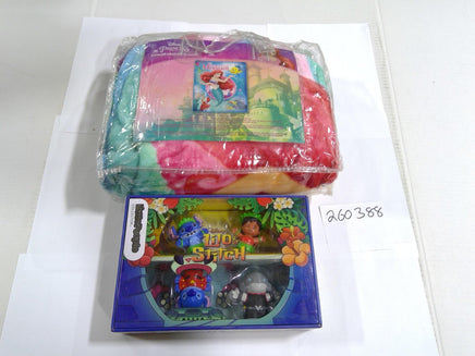 Disney Little Mermaid Toddler Raschel Blanket 40x50 & Lilo & Stitch Bundle