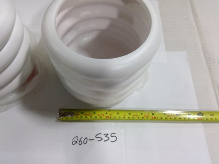 Set Of 2 White Ribbed Plastic Cylindrical Sleeves Industrial Part 260-S35