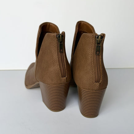 Sun + Stone Boots Womens Size 9 Cognac Snake ELIZAAP Ankle Booties Block Heel
