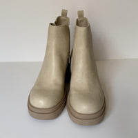 Sun + Stone Boots Womens Size 7 Ecru Croc Veronikaap Lug Sole Block Heel Ankle
