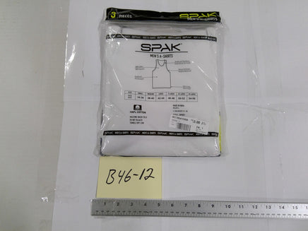 SPAK A-Shirts Mens Size Medium White 3 Pack Ribbed Tank Undershirts Cotton