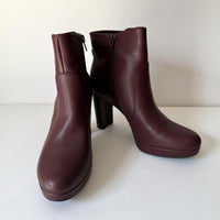 Naturalizer Boots Womens Size 9.5 Burgundy Braxton Ankle Booties Block Heel Zip