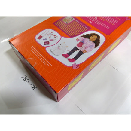 Our Generation Ines & Jojo 18in Doll and Pet Dog Set New NIB Dark Brown Hair