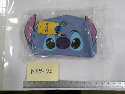 Disney Stitch Clutch Bag Womens Small Blue Canvas Character Face Zip Pouch