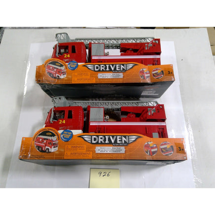 DRIVEN Fire Truck Toy Set 2pk Red New Damaged Box Lights Sounds Battat 24