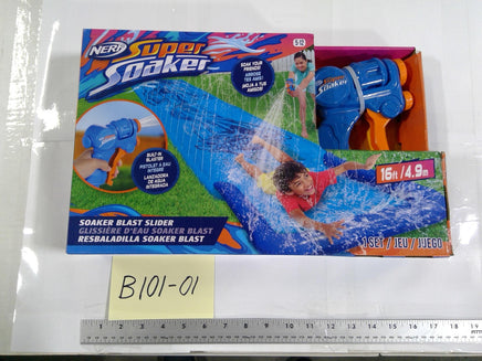NERF Super Soaker Blast Slider Pool Water Slide Toy Kids 5-12 16ft Blue New