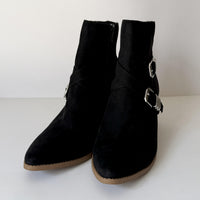 Sun + Stone Boots Womens Size 9.5 Black Elyssa Ankle Booties Block Heel Buckle