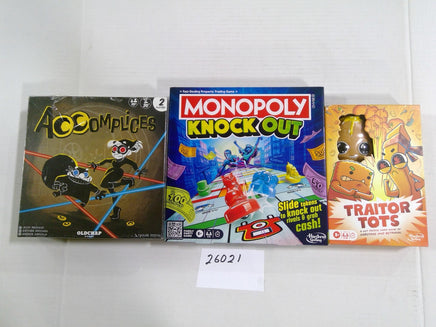 Accomplices Monopoly Knock Out Traitor Tots Family Party Game Lot New Sealed