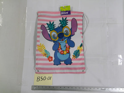 Disney Stitch Pink 18" Drawstring Backpack Soft Case Girls School Gym Bag