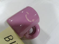 Pink Ceramic Coffee Mug Winking Smile Face Novelty Cup Modern Cute Decor Kitchen