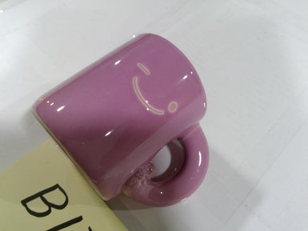 Pink Ceramic Coffee Mug Winking Smile Face Novelty Cup Modern Cute Decor Kitchen