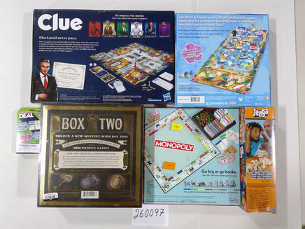 Hasbro Family Board Game Lot Clue Monopoly Jenga Disney Lilo & Stitch Box Two