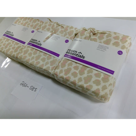 Room Essentials Sheet Set Twin XL Tan Pink Ikat Microfiber NEW 3pc Bedding